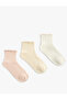 Ribbed Ruffle Detailed Viscose Blended 3-Piece Sock Set - 2