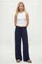 Women's George Linen Blend Loose Fit Woven Navy Blue Trousers - 3