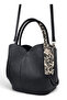 Black, Tulip Model, with Scarf, with Puppy, Cross Strap, Women's Hand and Shoulder Bag - 3