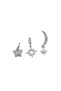 Glb-Stl41414 3-Piece Stone Hoop Earrings - Silver