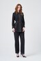 Women's Belt Detailed Contrast Stitched Double Suit Black 31346 - 3