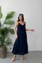 Navy Blue Lined Muslin Dress with Adjustable Drawstring Straps