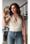 Ecru Lyocell Blended Double-Breasted Blouse - 2