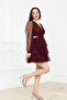 Layered Mini Lace Dress - Bordo - 7