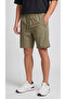 Khaki Parachute Fabric (Woven) Shorts with Back Pockets and Zipper Bermuda - 4