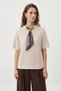 Tricou cu detaliu eșarfă bej 8419A - 3