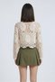 Stone Women's Crew Neck Lace Knit Seasonal Perforated Knitwear Blouse - 5