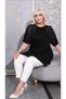 Plus Size Oversized Women's Viscose Anti-Sweat High Quality Comfortable Fit Mom T-Shirt Blouse Shoulder Print and Stone Detail Batwing Sleeve Combed Cotton Black - 4