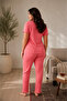 Women's Floral Straight-Collar Bow-Decorated Pajama Set - 2