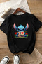 Stitch I Love You Printed Cotton Girls' Tshirt