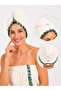 Women's Cotton Bath and Sauna Set – Ruffle Detailed Towel and Hair Cap - 2