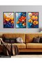 Vibrant Colored Flowers 3 Piece Wooden Framed Painting Act - 3