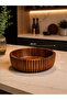 Acacia Wood Corrugated Salad Bowl, Fruit Bowl and Presentation Set 26 cm 1 Piece - 2