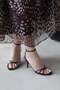 Track Women's Heeled Wrinkled Leather Sandals Black - 2