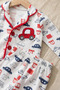 Car Embroidered Cotton Collared Boys' Pajama Set - 3