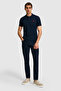 Men's Slim Fit Polo Collar Navy Blue Basic T-Shirt 50322304-Vr033 - 4