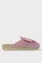 Bow Tie Detail Straw Weave Women's Slippers Pudra - 3