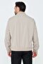 Beige Men's Seasonal Coat with Side Pockets and Zipper - 3