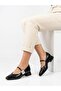 Women's Black Thick Heel Comfortable Fit Heeled Ballerina Shoes