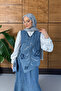 Women's Beaded Embroidered Flowy Vest Skirt Denim Set - 4