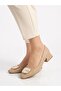 Women's Cream Thick Heel Comfortable Fit Heeled Ballerina Shoes - 2