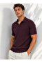 Men's Short Sleeve Ribbed Knit Open Polo Collar T-Shirt 271200 - 4