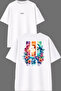 3 Yunus Design Front and Back Printed White Oversize t Shirt