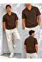 Men's Short Sleeve Ribbed Knit Open Polo Collar T-Shirt 271200 - 3