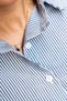 Women's Navy Blue Striped Short Sleeve Shirt with Slit Detail - 2