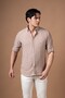 Slimfit Collared Buttoned Folded Sleeve Linen Summer Shirt
