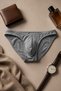 Men's Gray Cotton Classic Slip Underpants - 3
