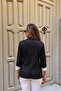 Women's Black Shawl Collar Quarter Sleeve Jacket with Polka Dot Cuffs Without Buttons Arm-26Y001119 - 2