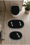 Set of 3 Black French Lace Luxury Bath Mats with Non-Slip Base, Dowry Gift Bath Mat Set Lauris - 4