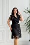 Double-Breasted Lace Embellished Dress - 8