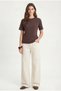 Women's Luma Waist-Fitted Lace-Up Adjustable Cotton Brown T-Shirt / Blouse - 4