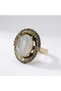 Bronze Women Ring Authentic Copper Jewelry White Crystal Stone Oval Wave Adjustable Vintage - 4