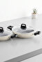 Master Ceramica 6-Piece Ceramic Pan Set with Glass Lids White (18-20-22 cm) - 2