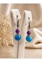 Blue Aventurine and Amethyst Dangle Steel Earrings |   Natural Stone Earrings