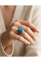 Bronze Vintage Women's Ring Authentic Copper Jewelry Large Blue Stone Oval Adjustable - 2