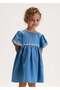 Girl's Floral Embroidered Dress Blue