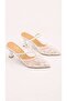 Women's Heeled Shoes with Pearl Embroidery on Tulle - 2