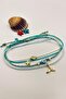 4 Pieces Bohemian Series Star Fish Tail Evil Eye Figured Turquoise Green Rope Bracelet Set - 2