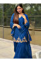 Blue Heavy Faux Georgette Embroidered Suit Set with Dupatta - HRT6600 | Blue-Size:M-38-Inches - 2