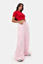 Women's Light Pink 6S6-98 Mega Baggy Fit Belt Detailed Denim Jeans - 2