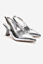 Women's Open Back Pointed Toe 7cm Heeled Shoes Silver - 3