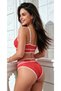 Women's Stylish Elastic Comfortable Underwear Set – Sweet Logo Bralet & Panties – Red Ribbed Fabric - 2