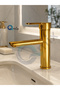 Luxury Shiny Gold Fixed Mix Open-Close Short Bathroom Sink Faucet – Full Brass, Durable, Modern Design - 5