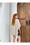 Women's Beige Front Detailed Poncho Cardigan Frv0192 - 5