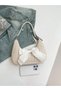 Spring/Summer Fashion Handbag with Bow Scarf, Straw Shoulder Bag, Casual Crescent Shoulder Bag with Glass Bead Chain, Stylish Women's Bag, Beach Essentials, Beach Luggage and Summer Essentials - 2