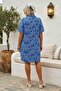 Cobalt Blue Shirt Collar Short Sleeve Patterned Casual Viscose Woven Dress 105 65 - 6